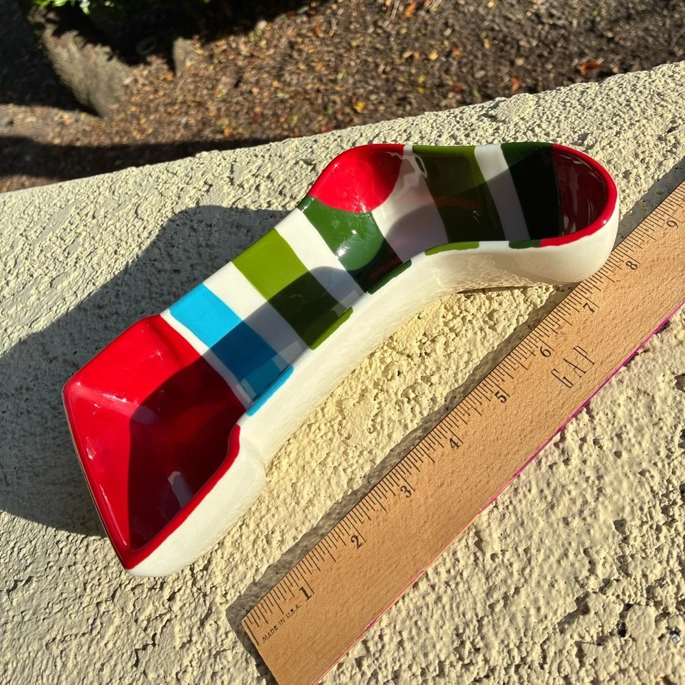 Sur La Table Colorful Striped Christmas Stocking Dish